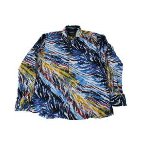 Barabas Mens M Abstract Geometric Print Button Down Shirt
